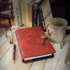 Japanese Garden Red Leather Refillable Writing Journal