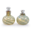 American Made Glass Salt Pepper Shakers in Misty Blue/Sage Green Swirl