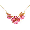 Artisan Glass & Gold Plate Pink Dogwood Blossom Necklace