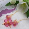 Michaud Glass Pink Dogwood Flower Necklace
