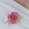 Artisan Glass Pink Dogwood Flower Brooch Pin Michaud