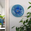 Soaring Bird Blue Pottery Accent Round Wall Hanging