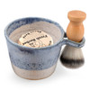 Stoneware Pottery Shave Bowl and Brush Set