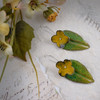 Tropical Flower and Leaf Vitreous Enamel Earrings