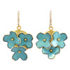 Teal Forget-Me-Not Flower Cluster Vitreous Enamel Earrings