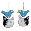 American Made Cat and Bird Earrings