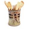 Stoneware Pottery Countertop Utensil Jar with Dragonfly