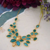 Artisan Glass & Gold Plate Peacock Necklace
