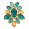 Artisan glass and gold plate peacock brooch pin