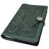 Refillable Leather Writing Journal Green Celtic Hounds