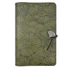 Embossed Leather Journal with Green Ginkgo Leaves
