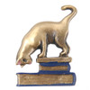 Brass Book Cat Brooch