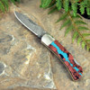 Damascus Blade 3" Folding Pocket Knife with Vein Turquoise