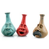 Sculpted Stoneware Whimsical Face Vase