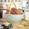 Stoneware Bread Basket with Bamboo Handle