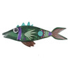 Green Fish Carved Wood Wall Sculpture