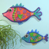 Vibrant Tropical Fish Carved Wood Wall Hanging Set
