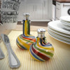 Handblown Glass Salt + Pepper Shaker Set: Multicolor Swirl