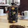 Black Floral Coffee Canister Made in the USA