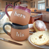 His and Hers Handmade Stoneware Pottery Mugs