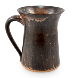 Rustic Stoneware Coffee Mug with Antique Copper Glaze
