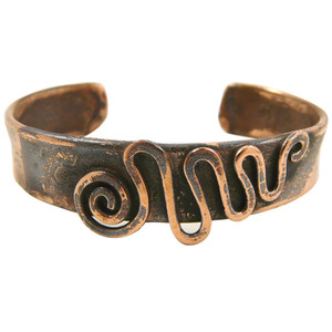 Meandering Spiral Rustic Copper Cuff Bracelet