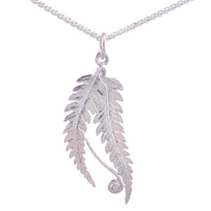 Double Fern Frond Sterling Silver Necklace