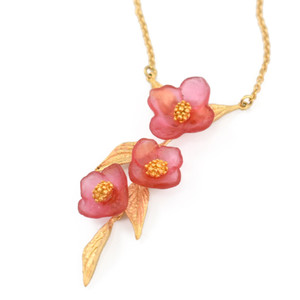 Artisan Glass Pink Dogwood Blossom Necklace