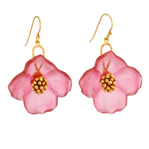 Glass Dogwood Flower Earrings