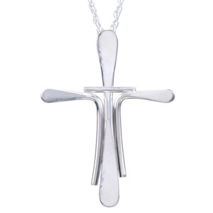 Forged Sterling Silver Cross Pendant Made in the USA