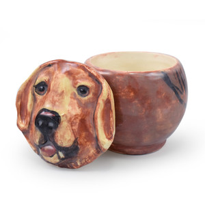 Ceramic Keepsake Jar: Golden Labrador Dog Lid