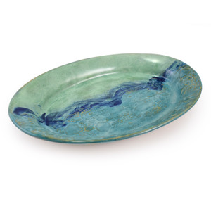 Ocean Inspired Oval Serving Bowl, Handmade Pottery