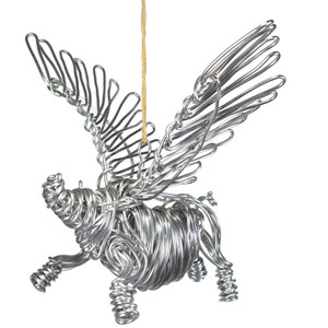 American Handmade Flying Pig Wire Sculpture