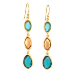 Artisan Glass & Gold Plate Peacock Collection Earrings