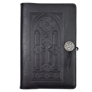 Gothic Cathedral Window Embossed Black Leather Journal
