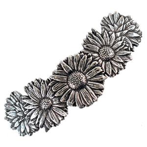 Daisy Flowers Britannia Pewter French-Style Barrette