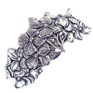 Flowering Dogwood Britannia Pewter French-Style 80mm Hair Barrette
