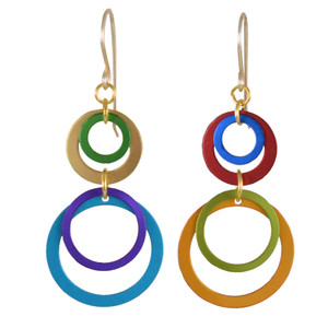 Loop de Loop Art Pop Mismatched Multicolor Earrings Handmade in the USA