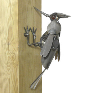 Handmade Metal Garden Woodpecker Sculpture