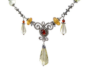 Upscale Bohemian Necklace: Citrine and Amber