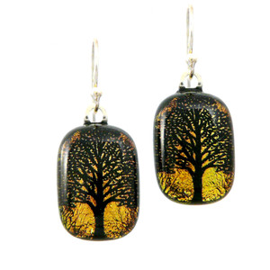 Dichroic Glass Earrings - Tree of Life