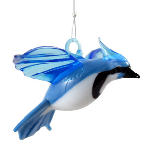 Blue Jay Hanging Art Glass Figurine