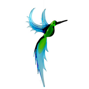 Exotic Hummingbird Hanging Art Glass Figurine