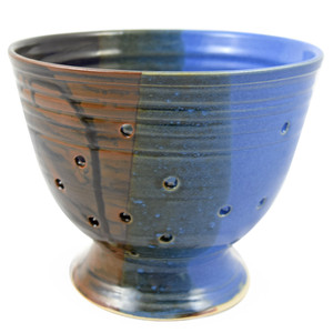 Stoneware Pottery Kitchen Colander - Lakeside Blue