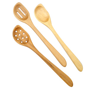 American Hardwood Utensils: Set of 3 Angled Wooden Spoons