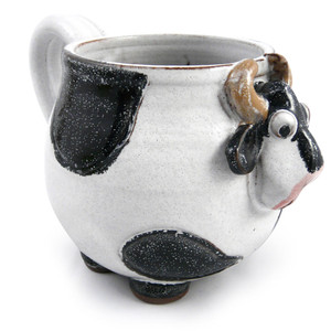 Handmade Stoneware Pottery Cow Mug