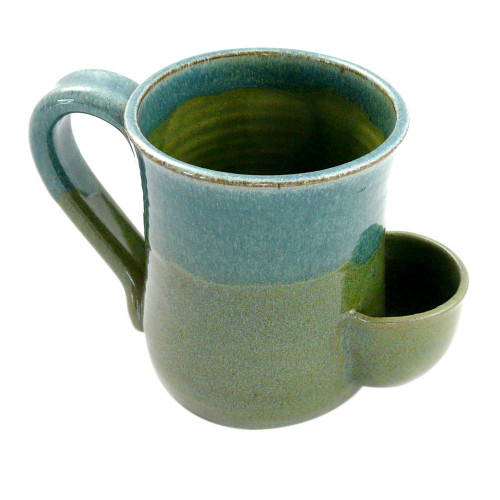 Mature Tea Bag Holder Mug Shimmer Glitter Turquoise Teal and