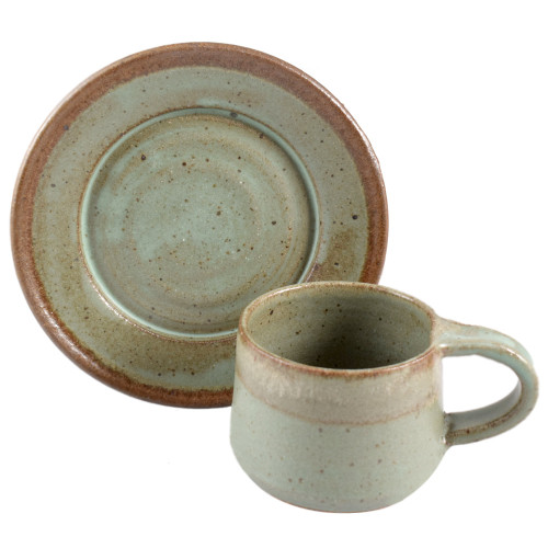 Simply Modern Pottery Collection: 8-oz Tea Coffee Cups in Sage Green