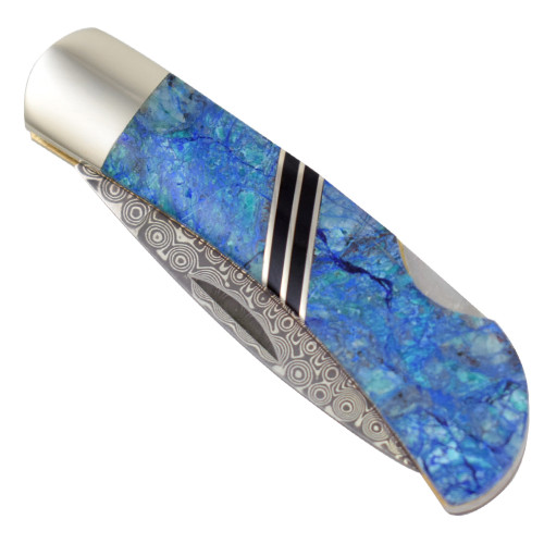 Bmk-1012 Aphrodite Damascus Pocket Knives Blue Ruby Gem diamond