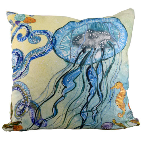 Modern Artisans Octopus and Jellyfish Art Pillow
